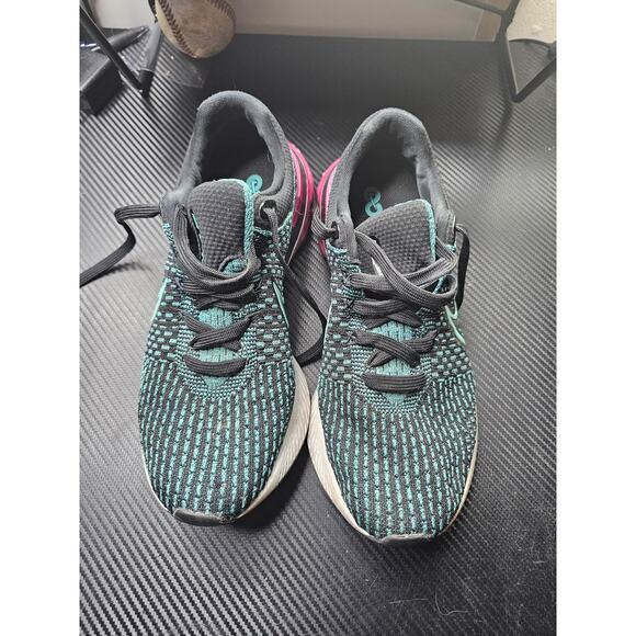 Nike Running Shoes React Infinity DD3024-003 Womens Size 10 Black/Turquoise/Pink - Picture 1 of 9